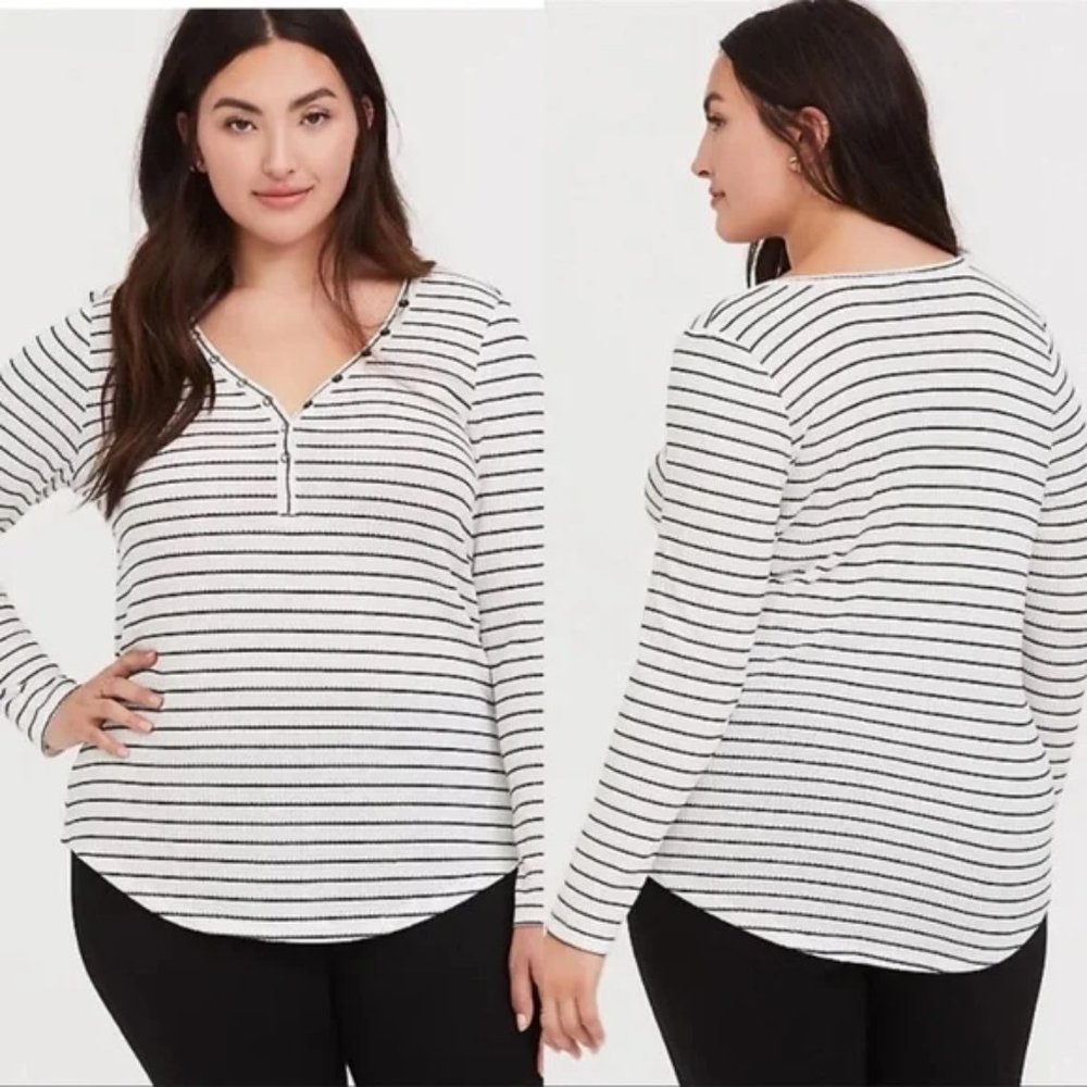 Torrid Striped Thermal Waffle Weave Top Sz 3x